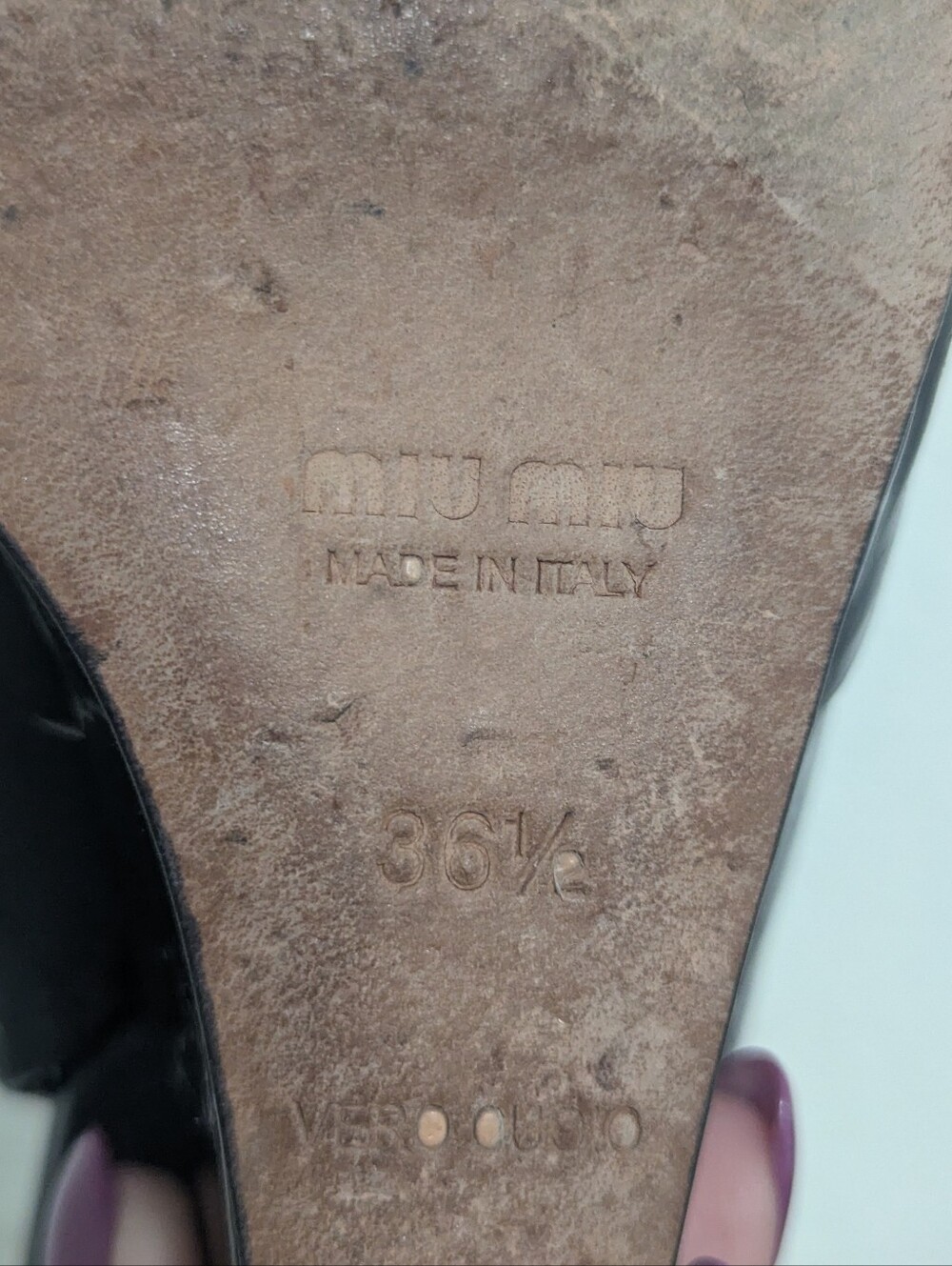 Vintage Miu Miu Black Patent Leather Slingback Wedge - Picture 5 of 9